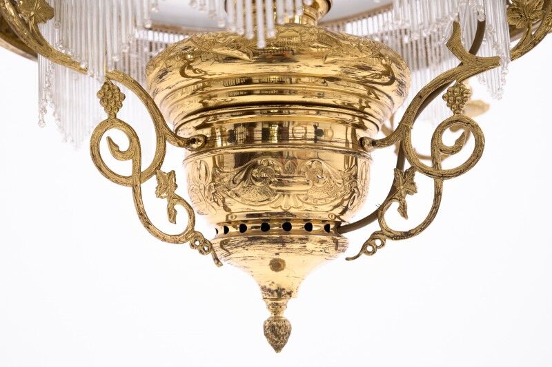 Brass chandelier from the first half of the 20th century.