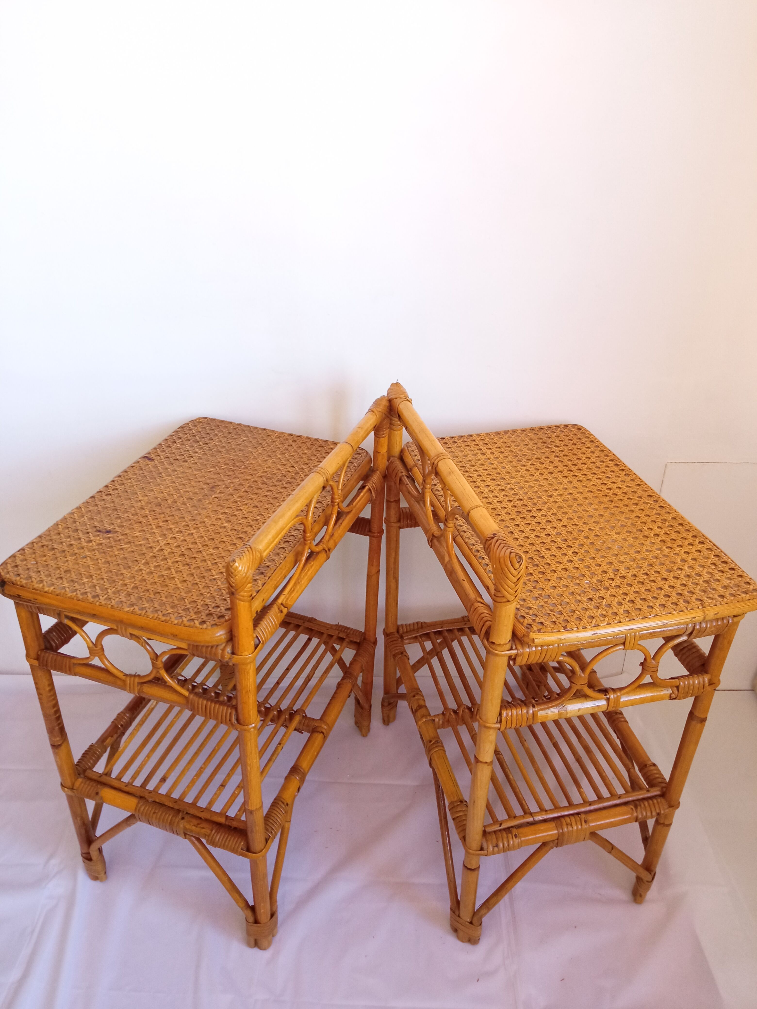 Pair of bamboo bedside tables