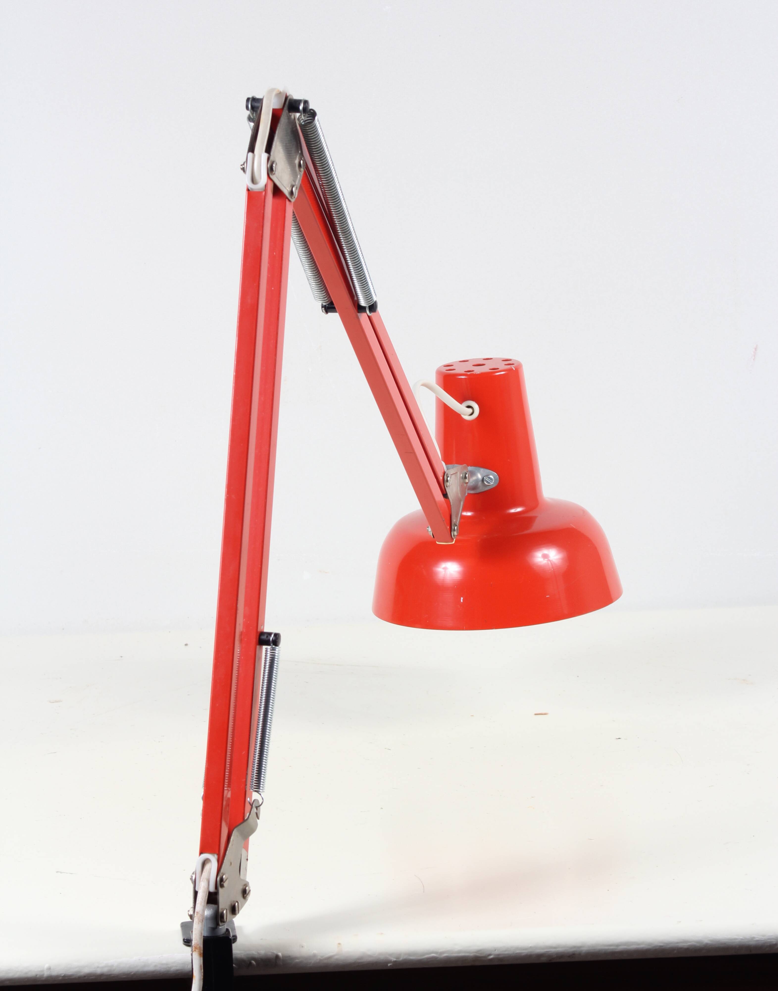 Orange desk lamp, 60s, industrial