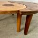 Solid wood coffee table with 2 Yin and Yang elements vintage 60s