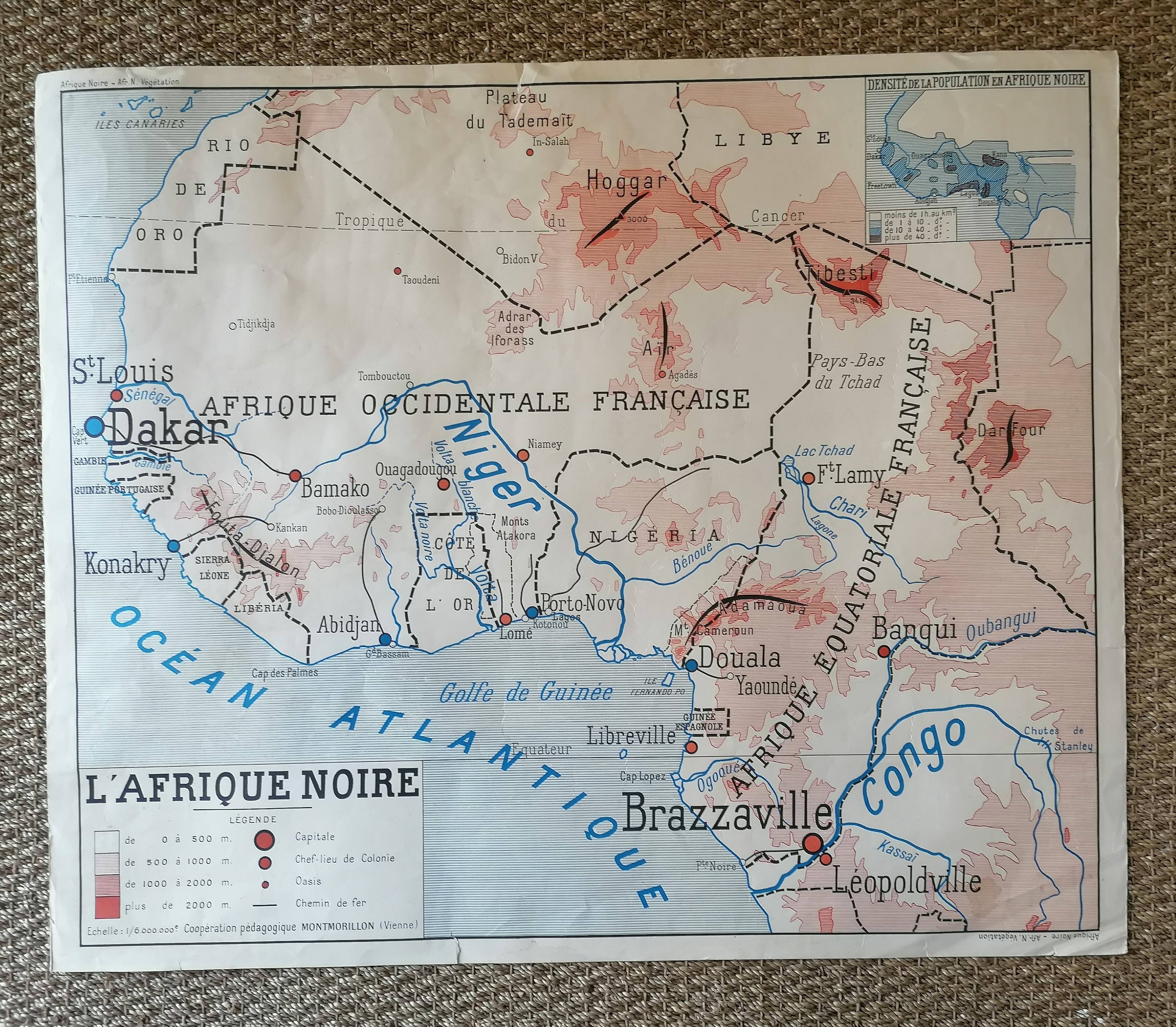 Old map Rossignol scolaire Montmorillon : L'Afrique Noire .