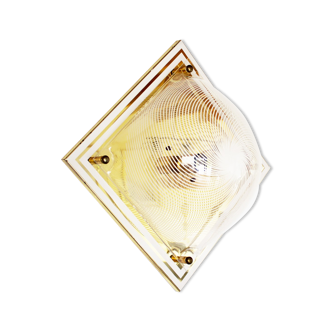 Vintage brass and lucite flush mount light, Germany 1970's