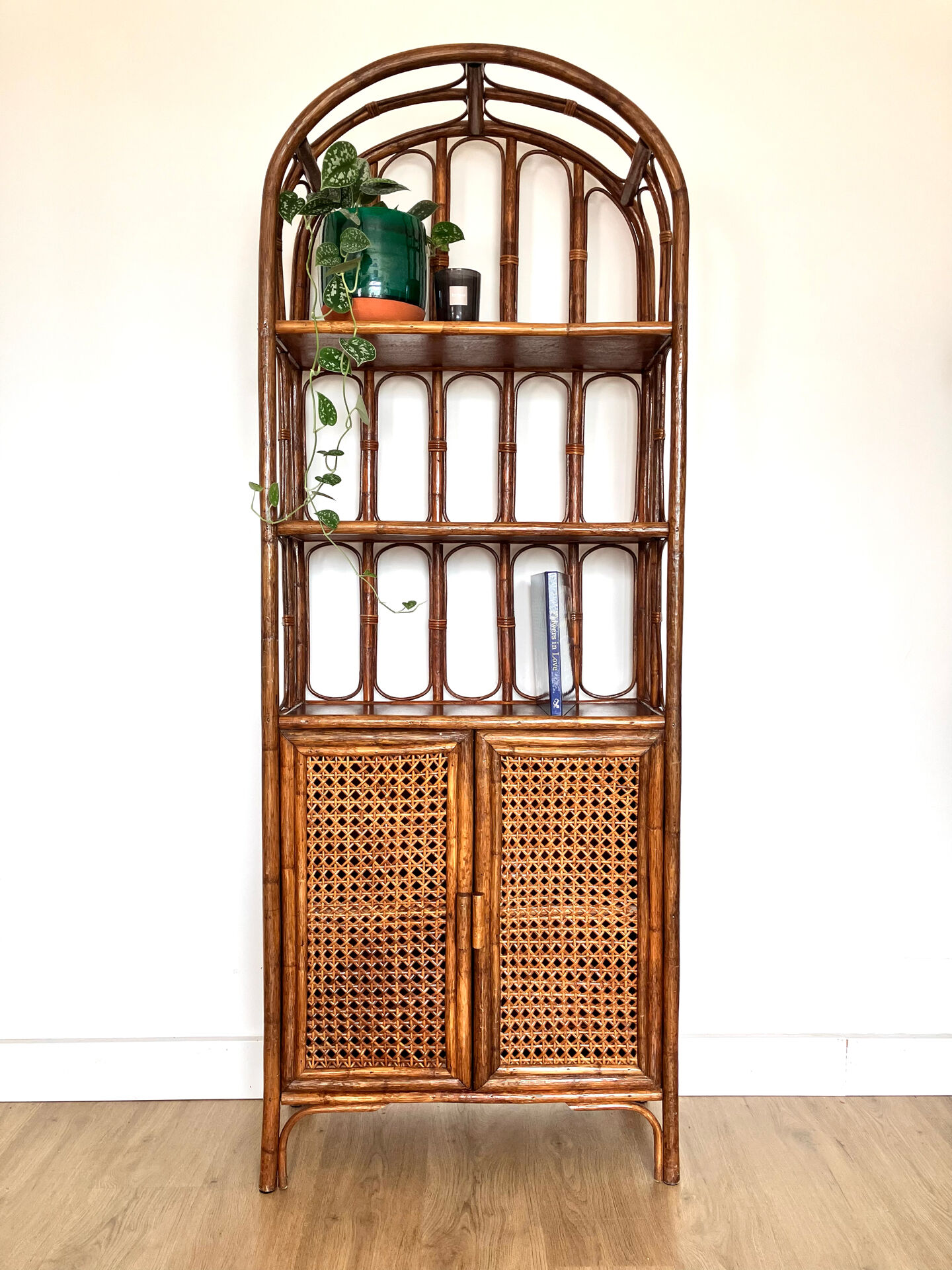 Bamboo rattan bookshelf