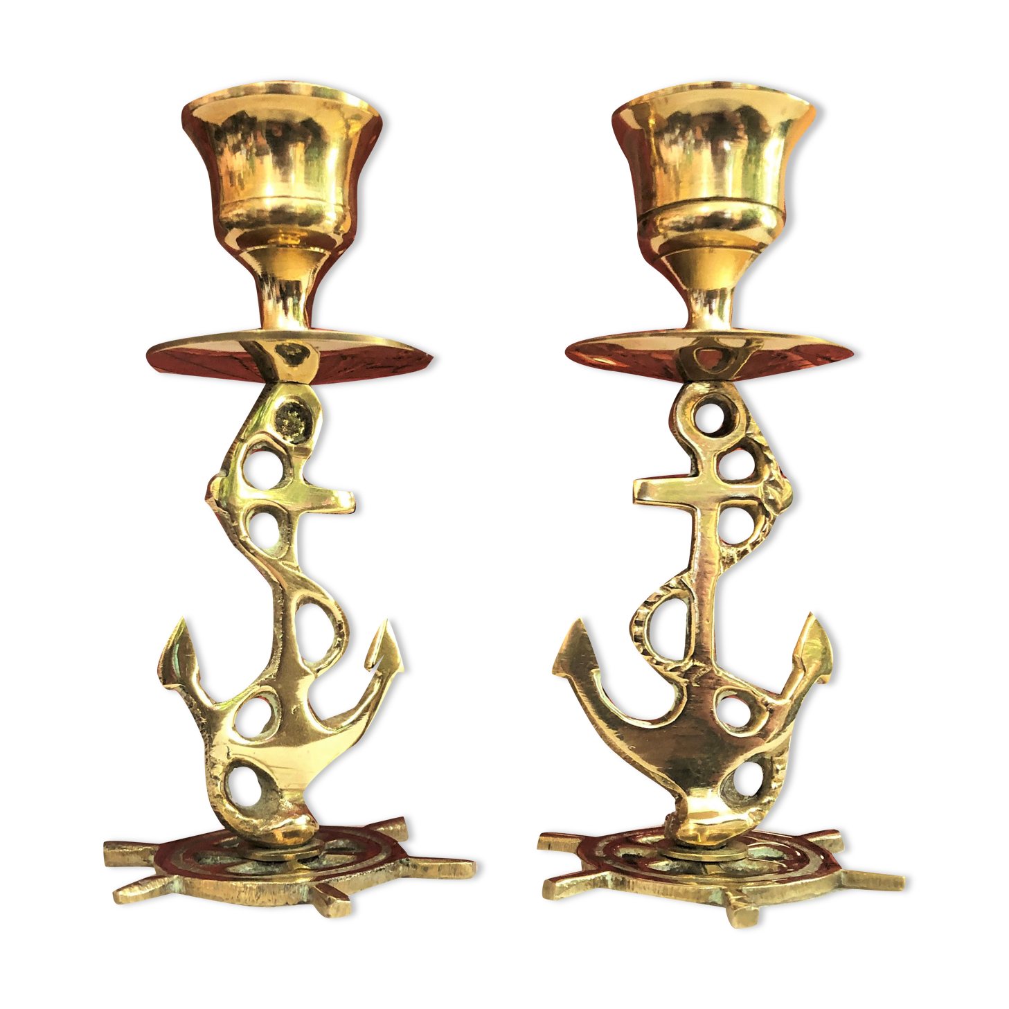 Pair of gilded brass candlesticks