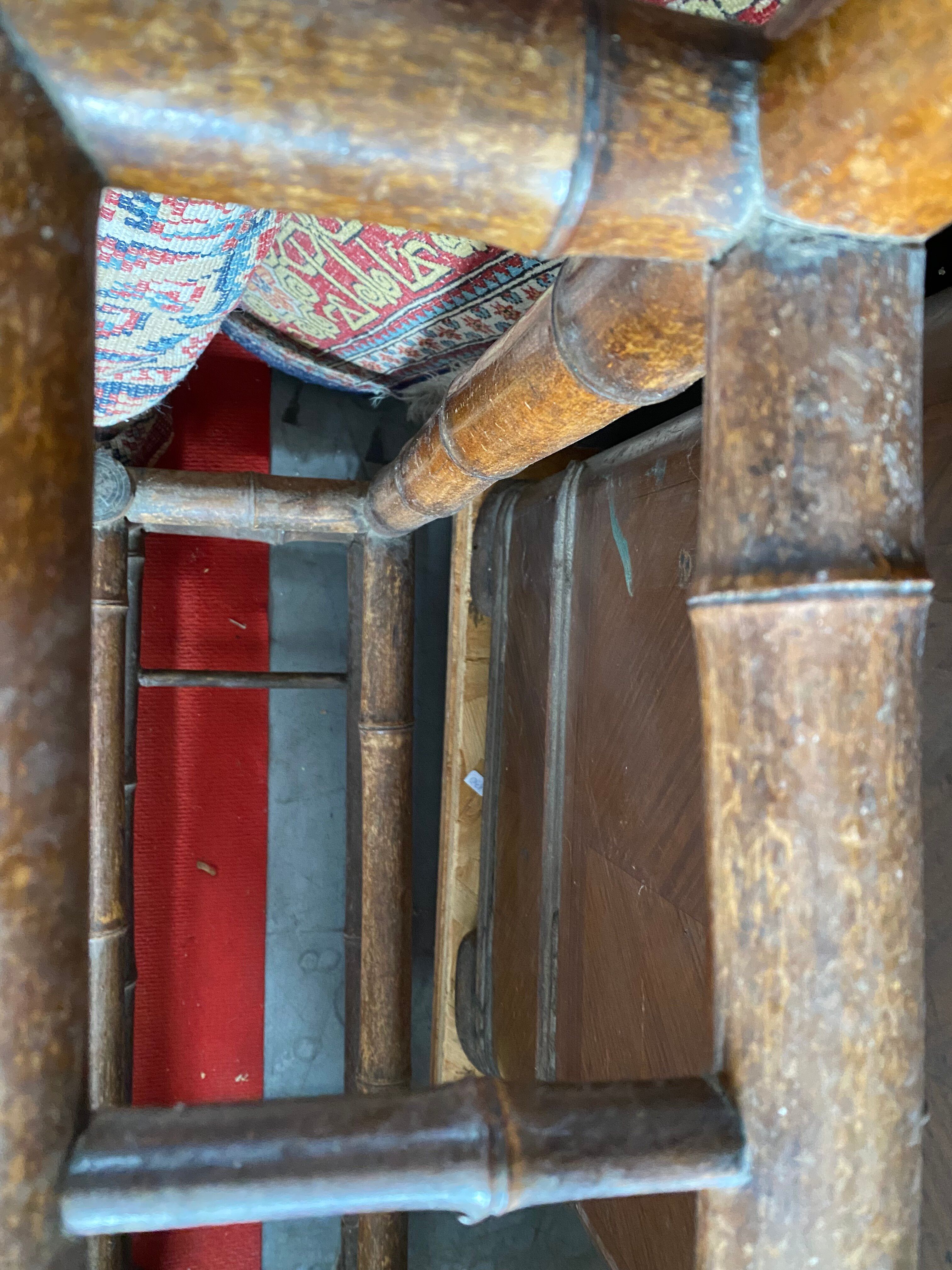 Vintage Bamboo Entrance Hall Stand - Diamond Mirror