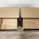Art Decò bedside tables in walnut burl with pink glass top