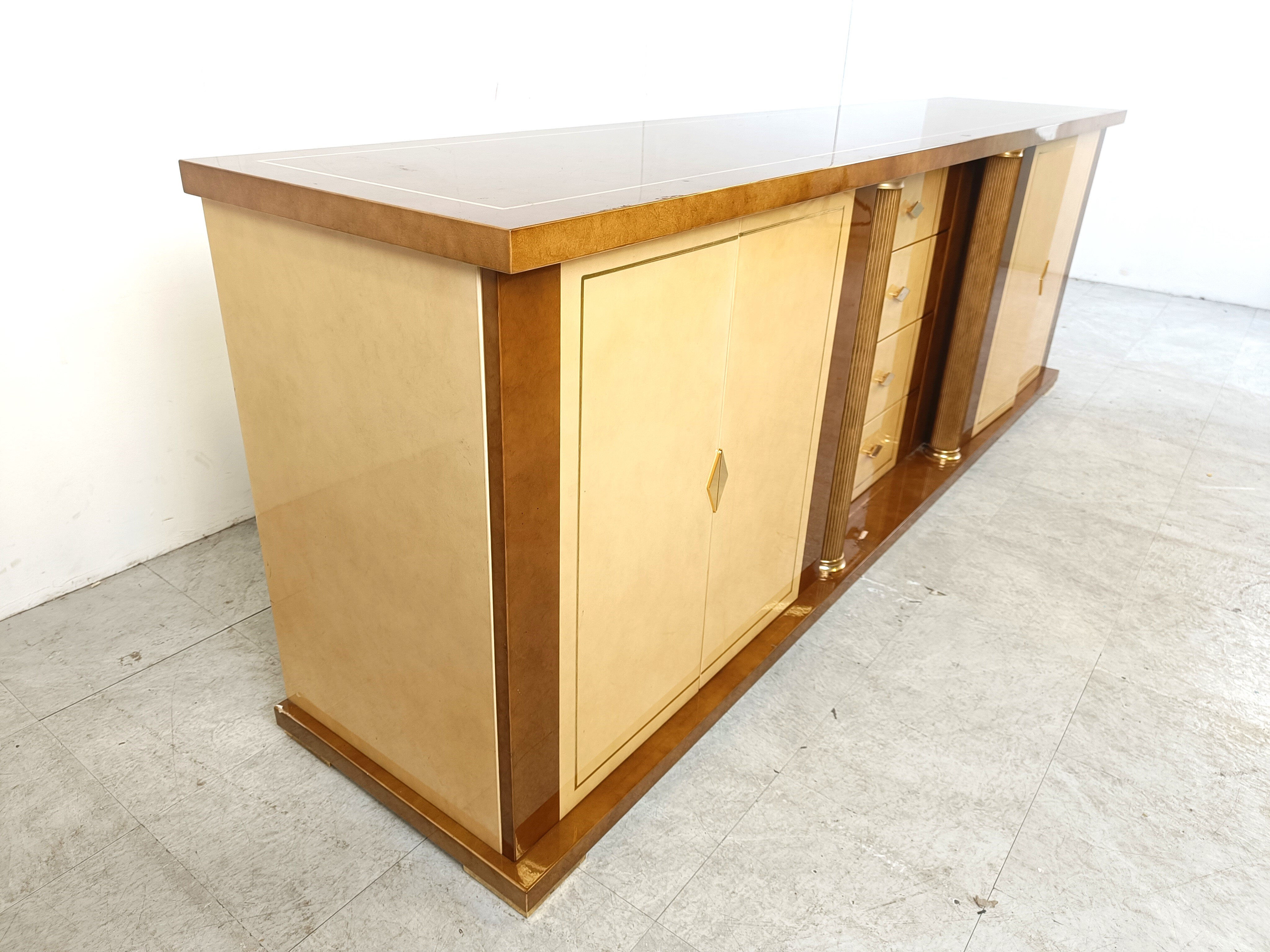 Vintage lacquered goatskin credenza, 1970s