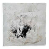 Felix Bachmann, Abstract Composition in Black and White, 2023, Mixed Media on Canvas