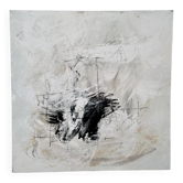Felix Bachmann, Composition abstraite en noir et blanc, 2023, Techniques mixtes sur toile