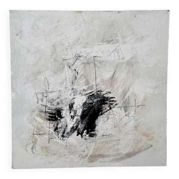 Felix Bachmann, Abstract Composition in Black and White, 2023, Mixed Media on Canvas