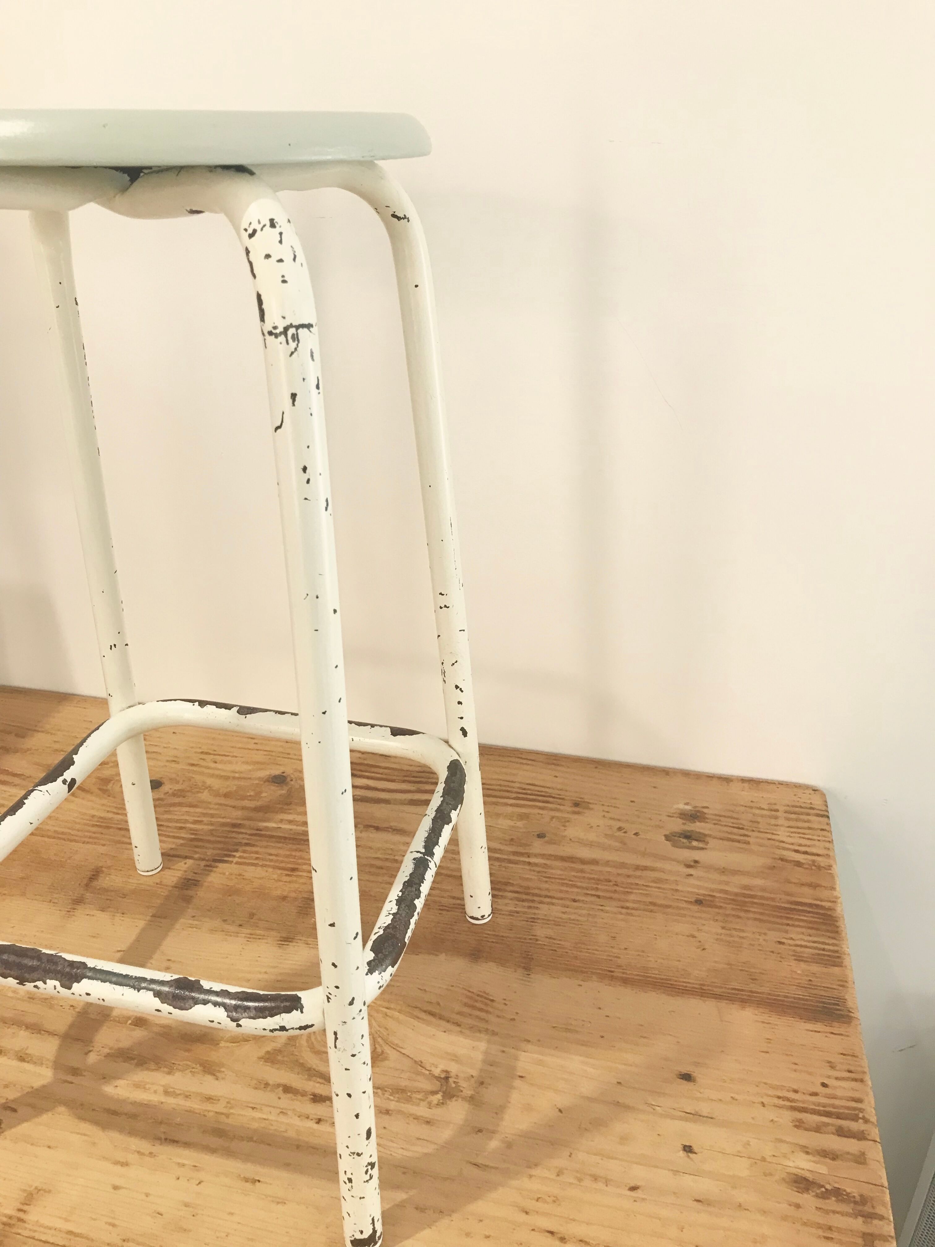 Vintage mint and white stool