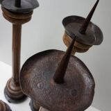 Large Antique French Wooden Candlesticks, 19th Century, Set of 4