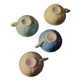 4 Céranord colored and gilded coffee cups