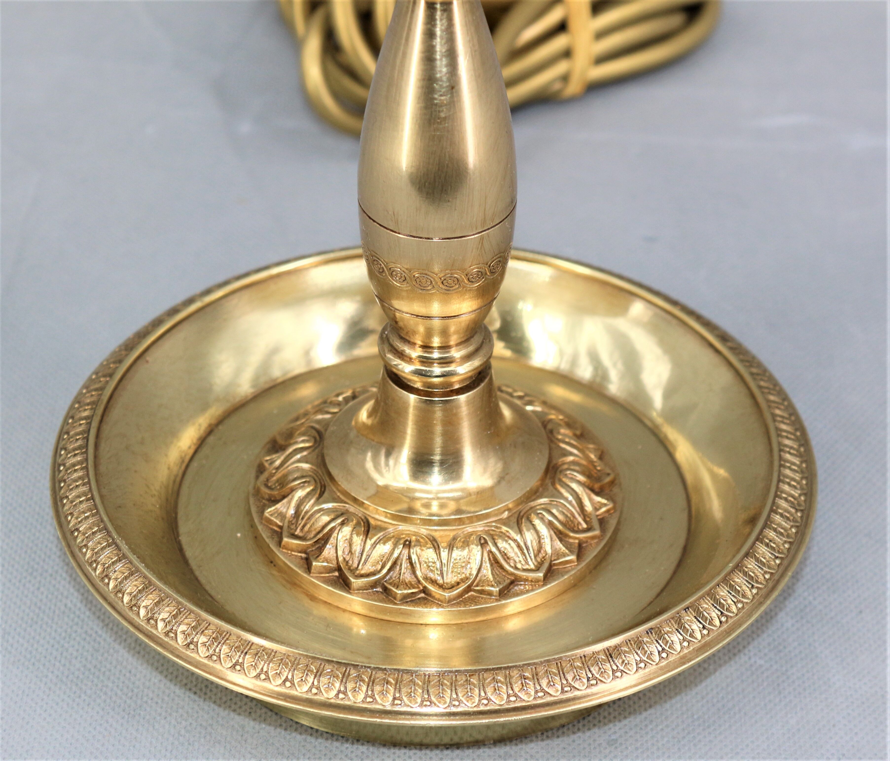Hot water bottle lamp in solid bronze gilded empire style Lucien Gau
