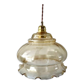 Vintage pendant lamp in electrified golden glass to nine
