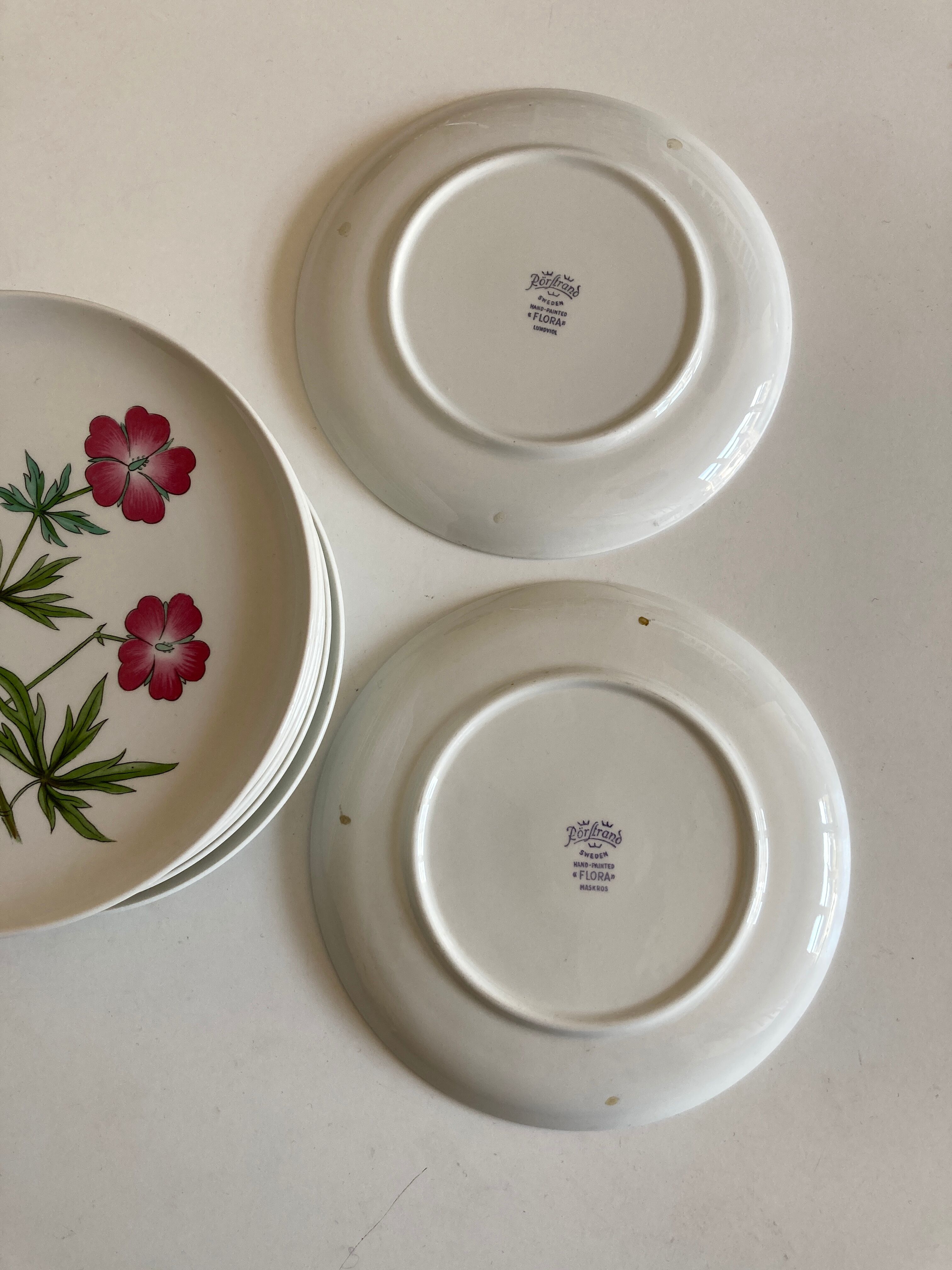Set 11 assiettes fleurs Rorstrand Sweden Flora 1970