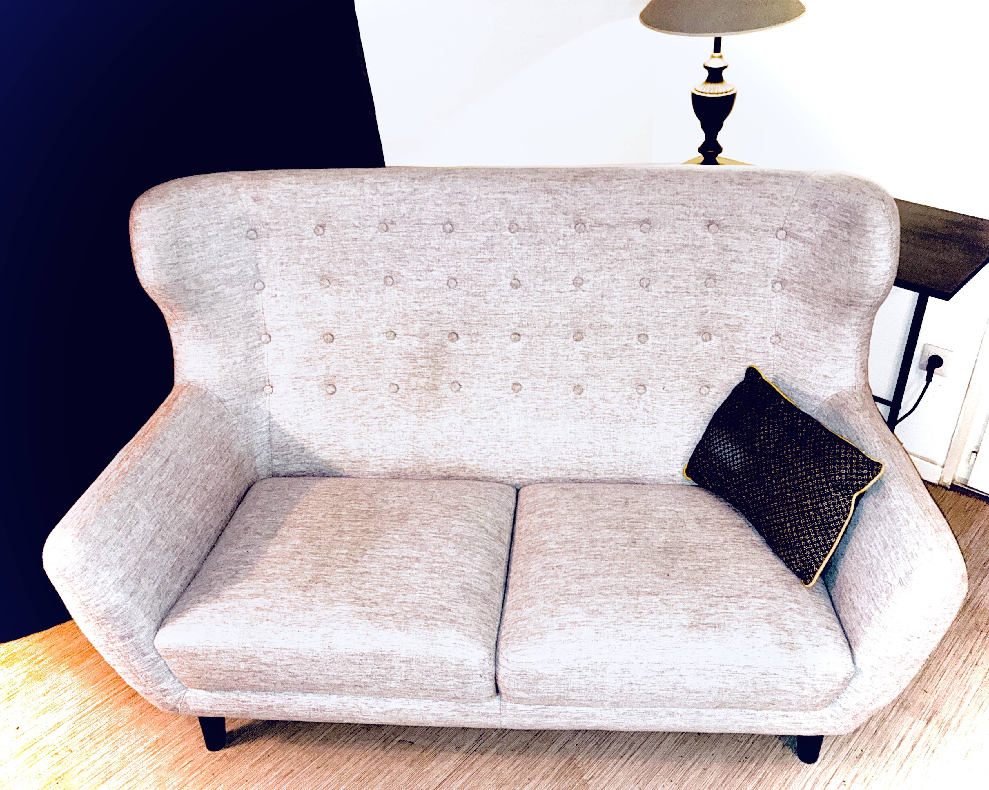 2-Seater Upholstered Sofa Scandinavian Style Mid-Century Spirit Compass Legs