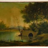 Huile sur toile Le vieux Pont XX de A. (Armand) Silvestre.