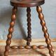 Tripod stool solid wood turned vintage