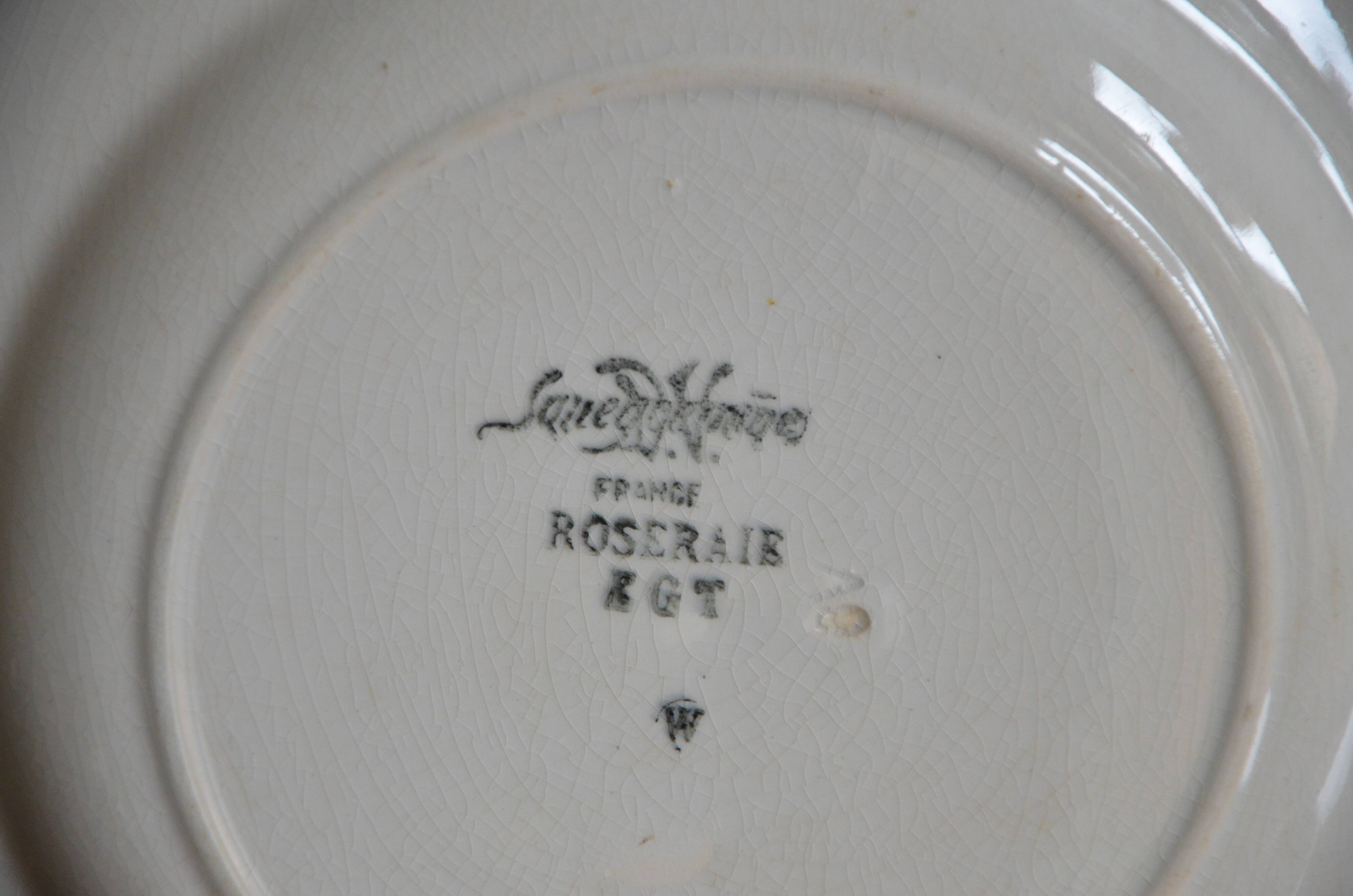 Lot de 4 assiettes Sarreguemines, collection Roseraie