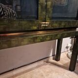 Cabinet in bamboo marquetry and brass by Dal Vera circa 1970