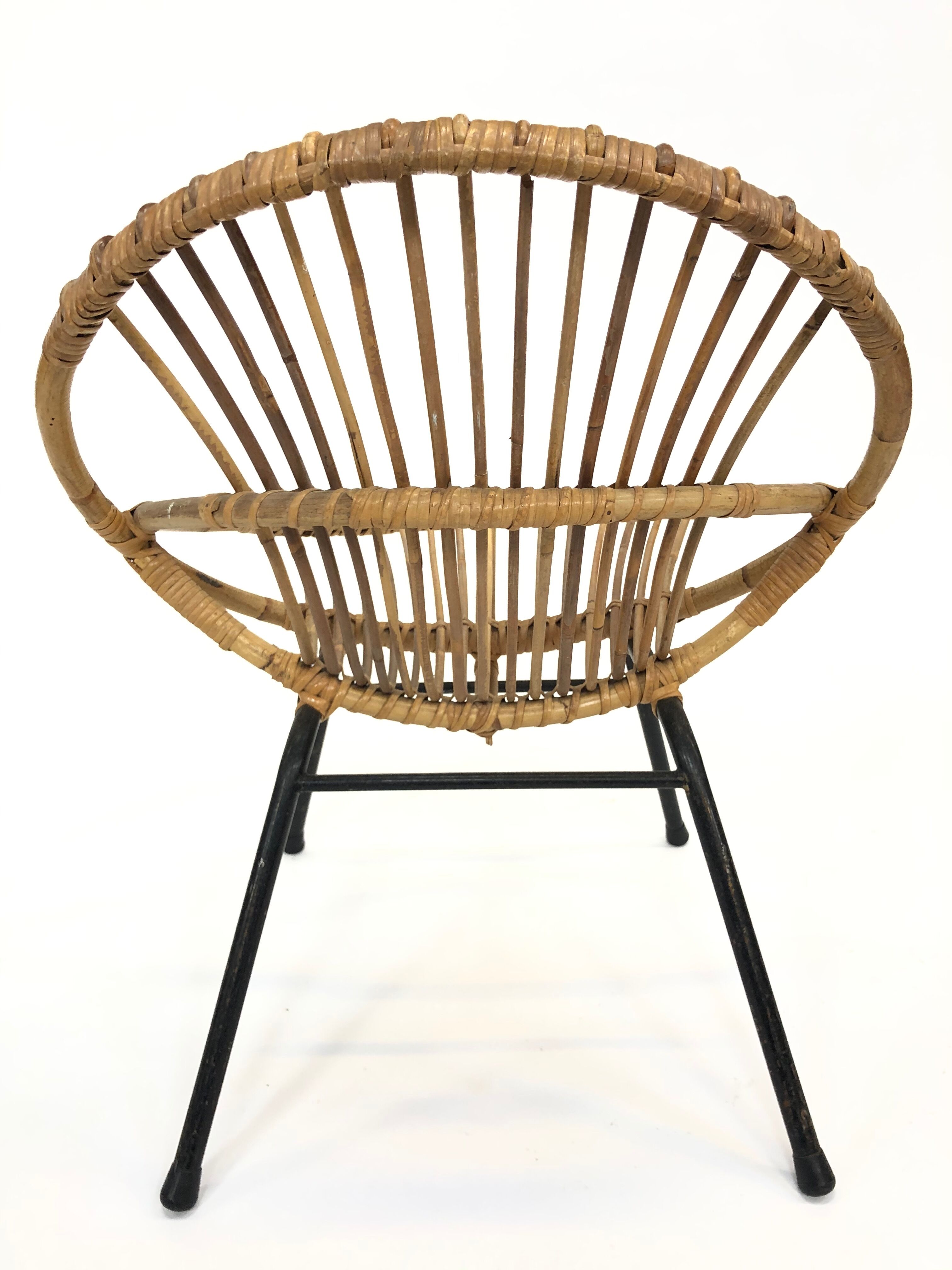 Fauteuil vintage en rotin par Dirk van Sliedregt Rohe Noordwolde 1960 aux Pays-Bas