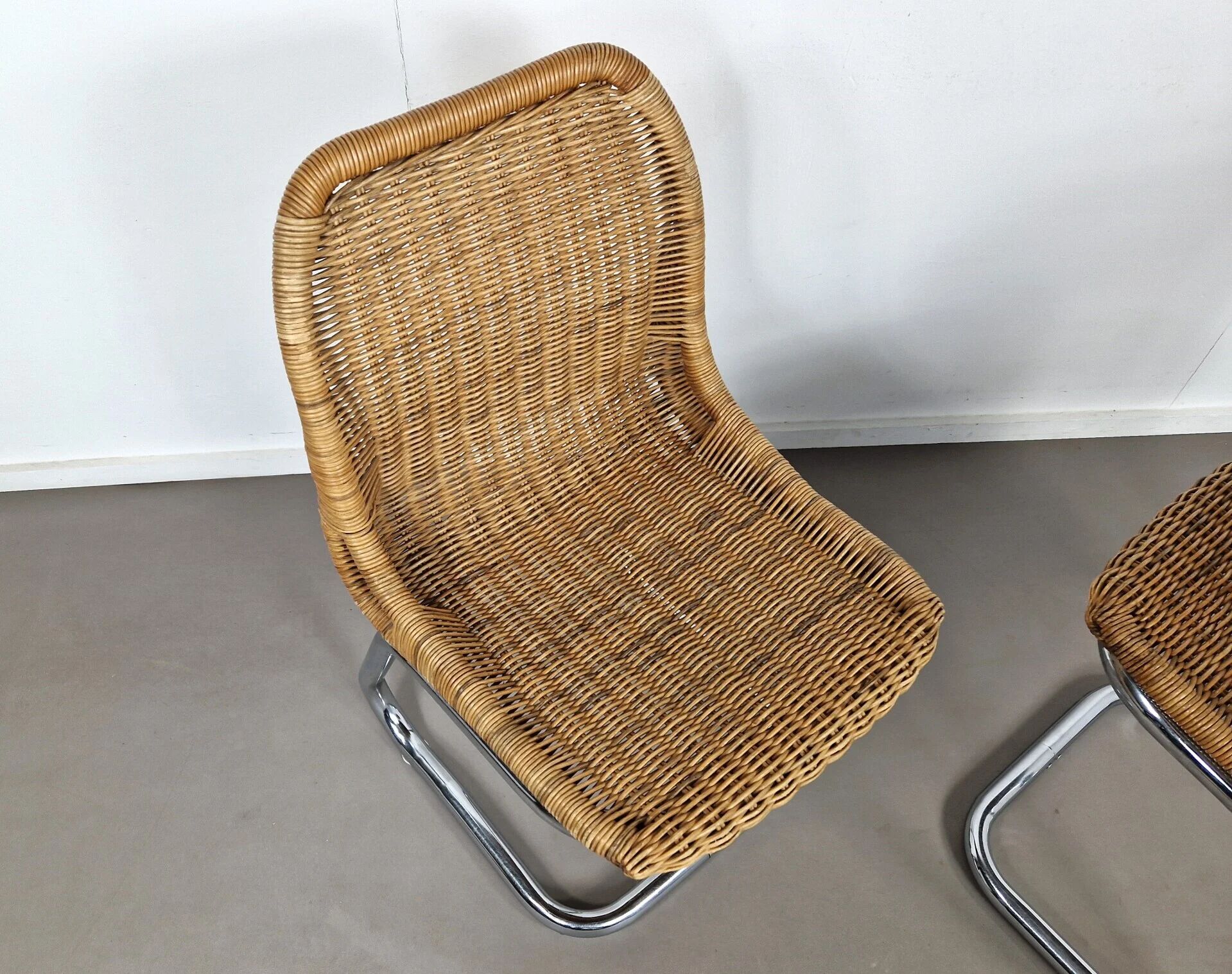 Pair of Rohé Noordwolde chairs | Rattan and chrome