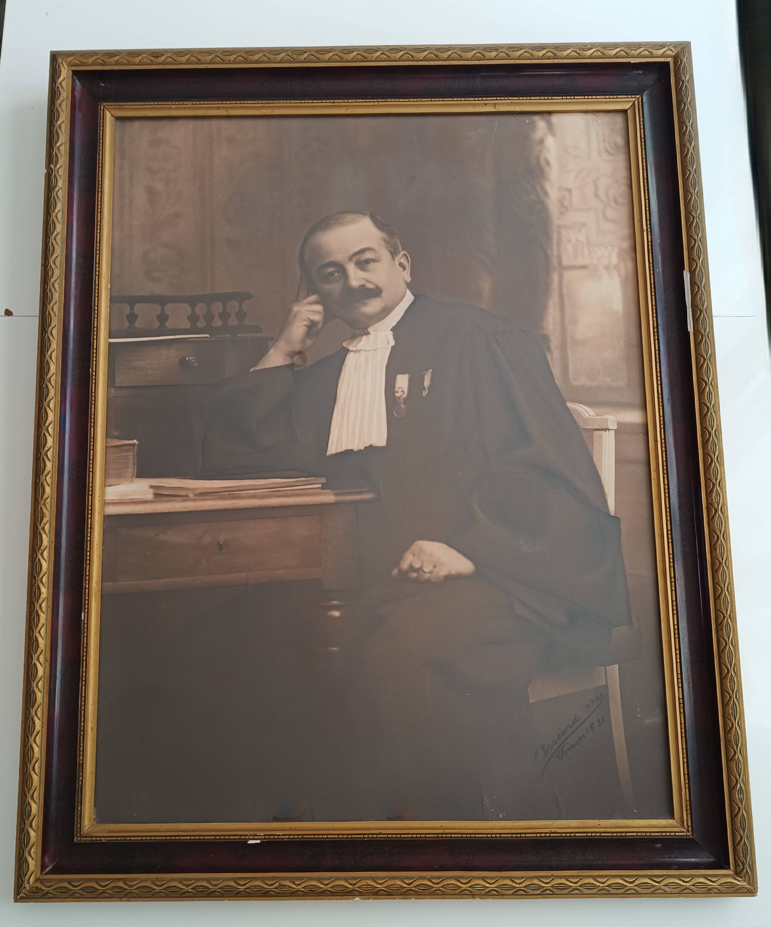 Large old photo portrait of a magistrate 1931