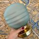 Vintage table lamp globe in blue frosted glass