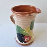 Ceramic jug with Provencal floral pattern signed (Signature to be identified)