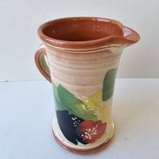 Ceramic jug with Provencal floral pattern signed (Signature to be identified)