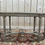 Banquette de piano Louis XVI en cannage et bois rechampi