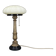 1940s restored brass table lamp with wooden base and glass shade