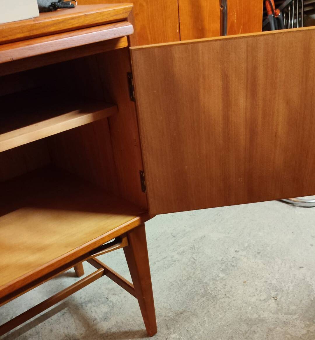 Vintage Scandinavian teak sideboard with writing surface, 1960s.