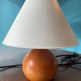 Pair of solid wood ball lamps