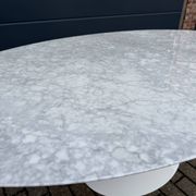 Original Knoll Tulip oval dining table (198cm) Carrara marble