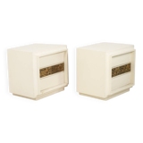 Luciano Frigerio. Pair of lacquered wood and bronze bedside tables. 1970s.