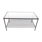 Mid-century modern minimalistic metal and glass coffee table