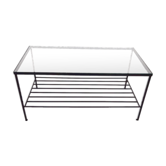 Mid-century modern minimalistic metal and glass coffee table