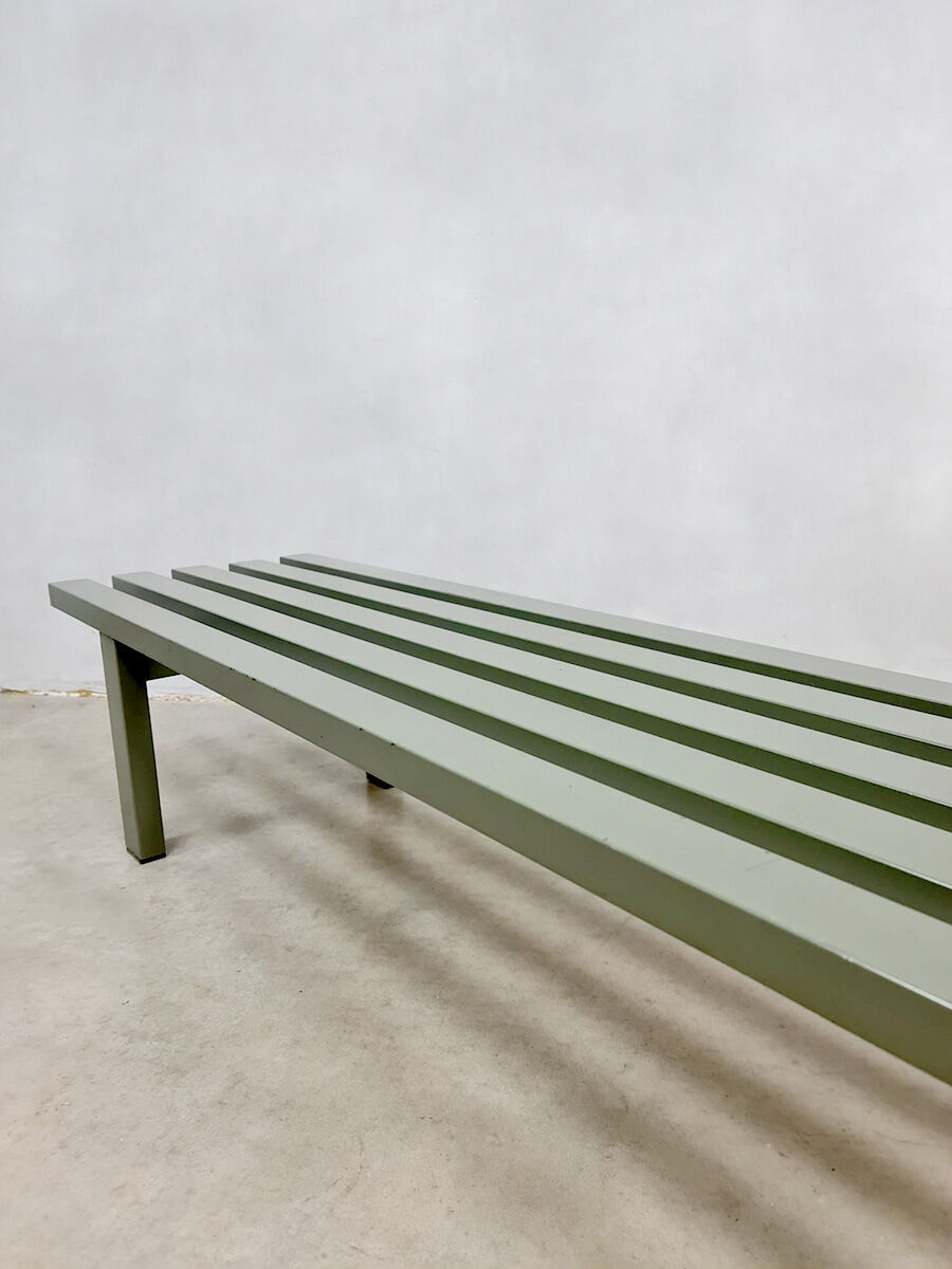 Vintage metal slatted bench 'Meta' Metaform