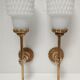 Pair of vintage patinated golden metal hand sconces