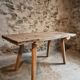 Antique work table / primitive dining table in oak, Hungary, circa 1900–1930.