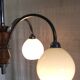 Art Deco chandelier with 4 lights in chrome metal and opaline globe - 1940s/50s