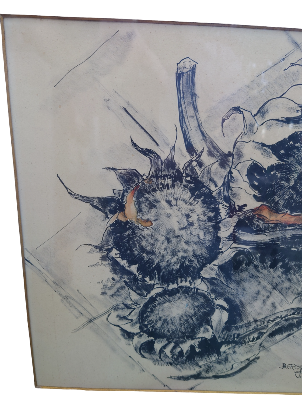 Painting under acrylic glass on bristol sheet signed bergen 1933