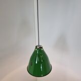 Small vintage industrial green enamel pendant lights, 1960s