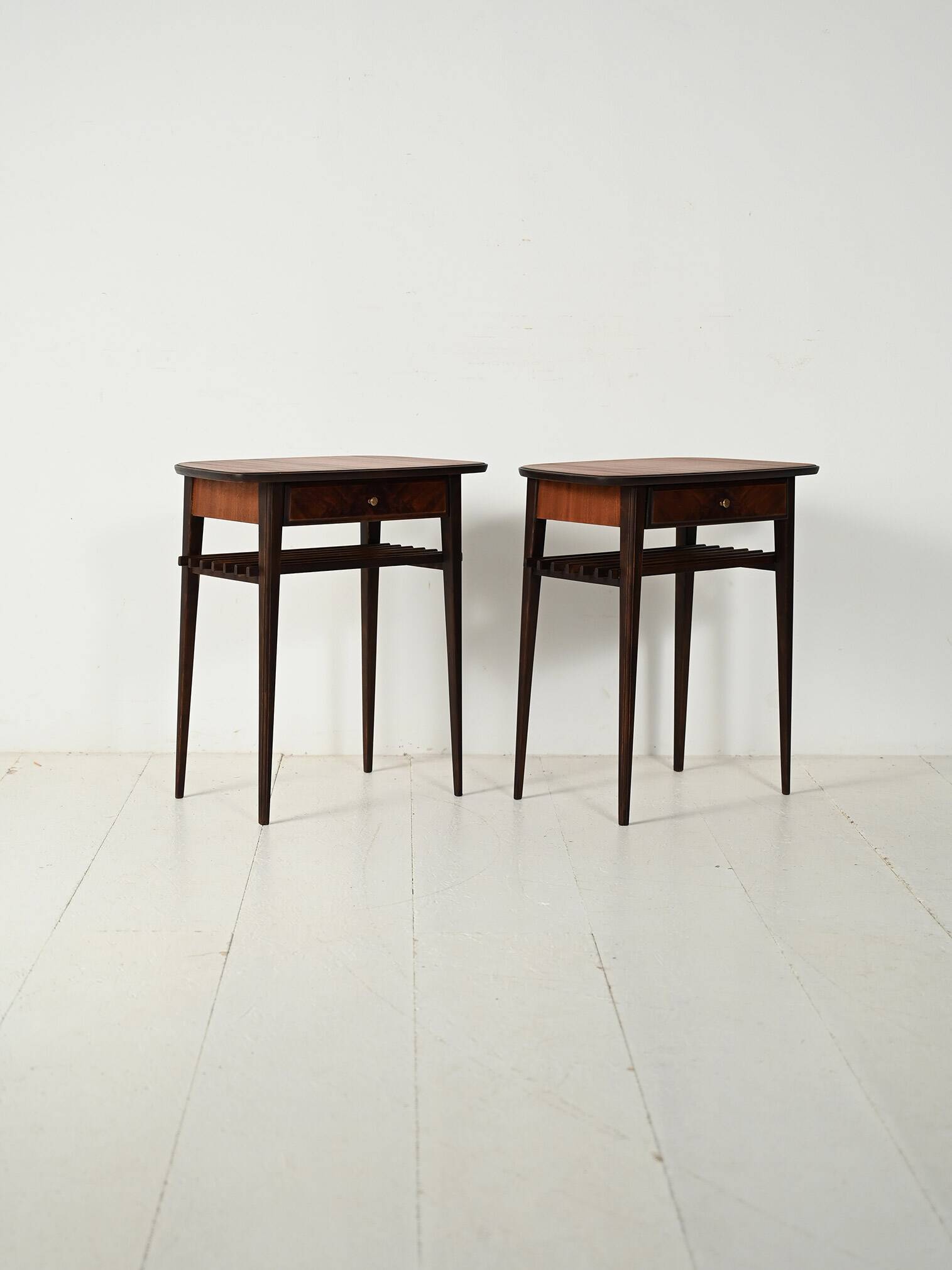 Pair of Scandinavian Mahogany Nightstands, 1950s