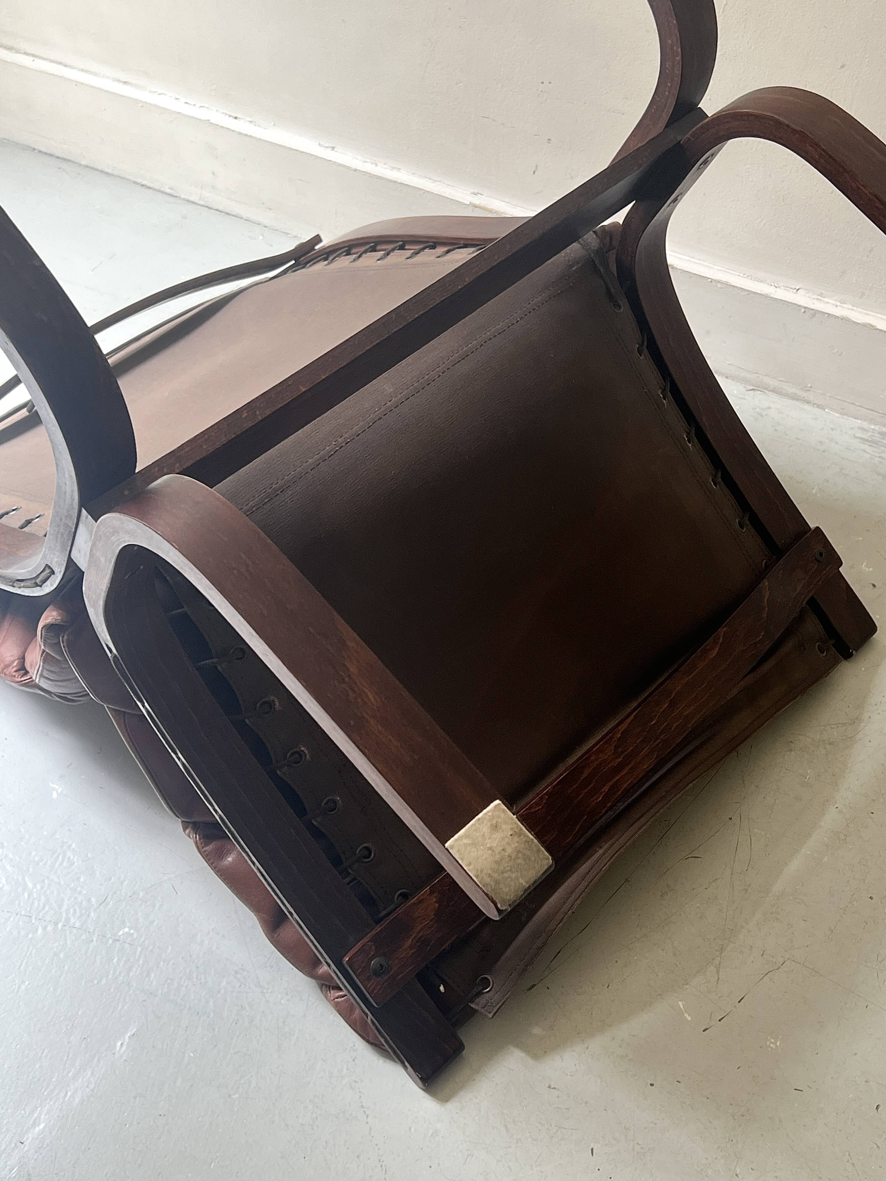 Fauteuil scandinave en cuir cognac "Siesta" par Ingmar Relling pour Westnofa 1960