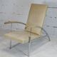 Fauteuil acier tubulaire et cuir "crème", France, circa 1970