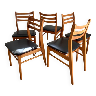 Series of 5 Scandinavian chairs from the 60s