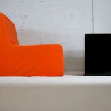 Armchair "space age" foam and orange jersey. Circa 1970
